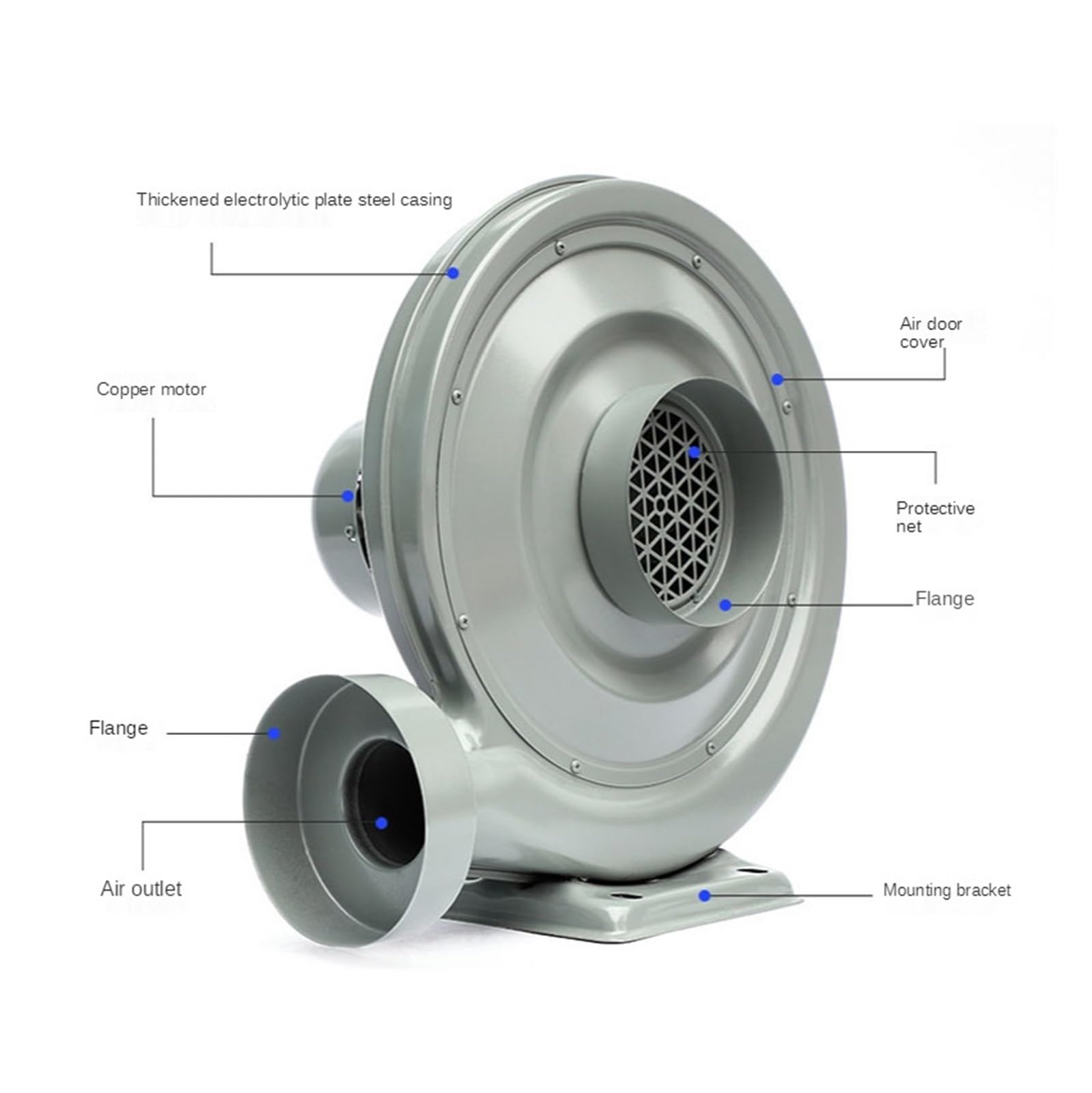 Soplador de Coche, Extractor De Soplador Aire Centrífugo 750W, para Funcionamiento Máquina Soplado Presión Media,Alta Potencia de succión