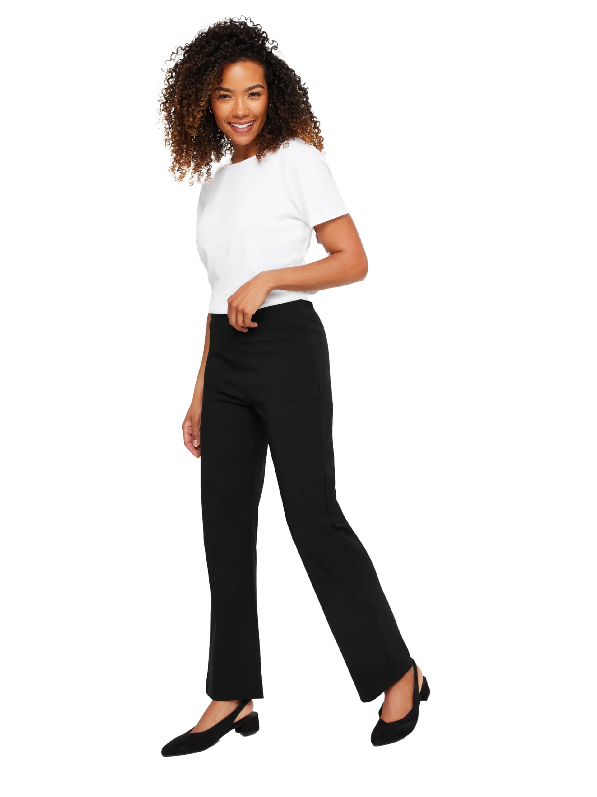 M&Co Women's Black Bootcut Bengaline Trousers Size 16