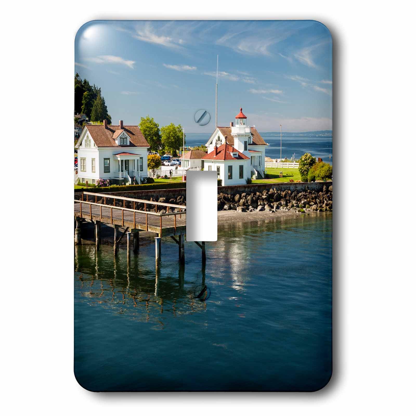 Placa de interruptor Mukilteo Lighthouse lavable y resistente modelo 3dRose