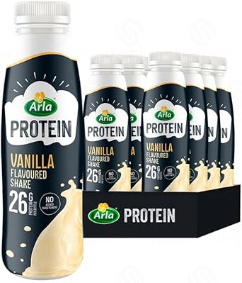 Arla High Protein Milkshakes | Variety Flavoured Milk Drink | No Added Sugar, Low Calorie Beverage - Nutritional 26g Protein | Natural Breakfast, Workout Drink (Protein Vanilla 428ml - Pack 8)
