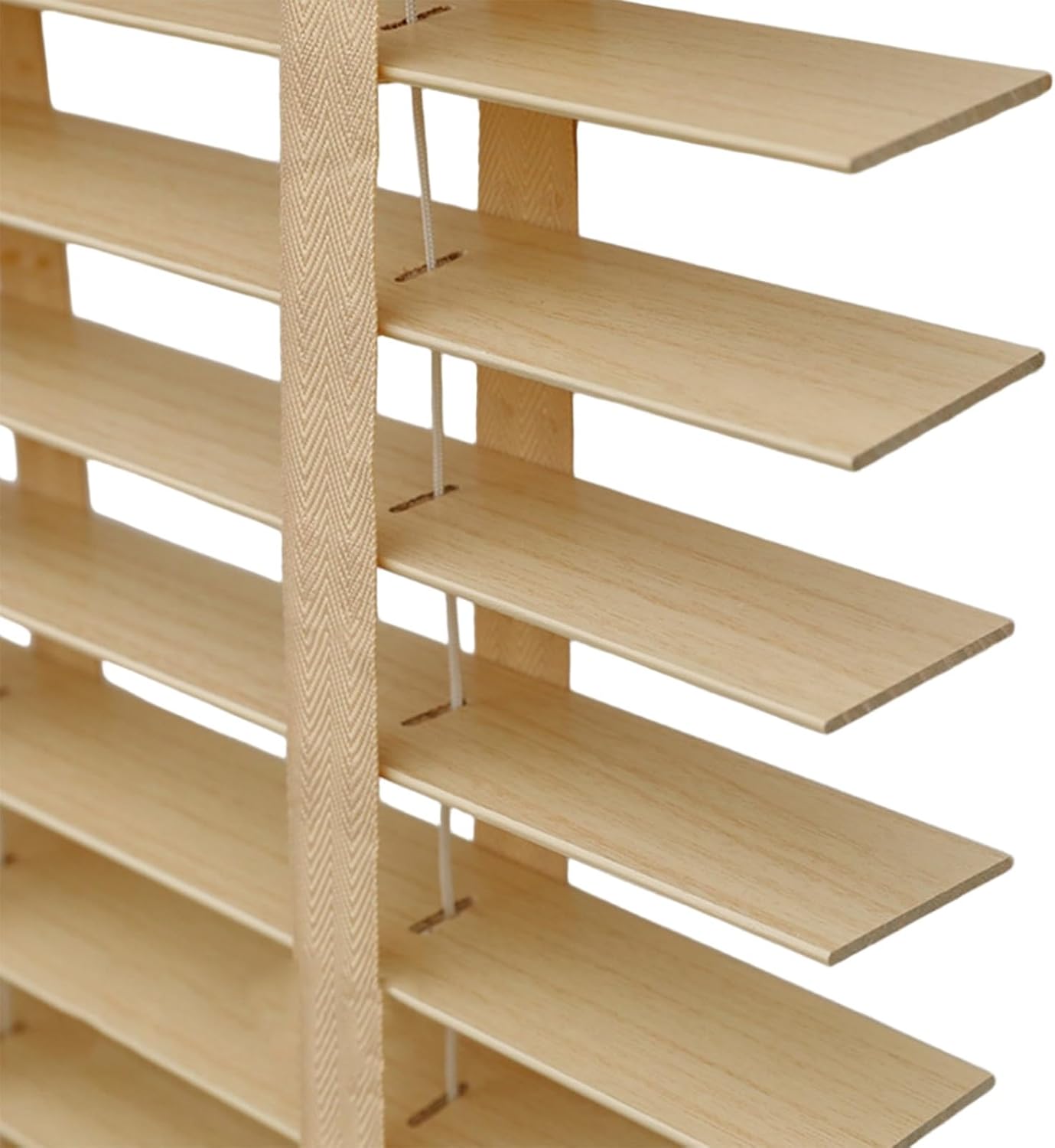 Cordless Solid Wood Blinds, 2" Slats Horizontal Indoor Shades, W13~76" × H20~90" Mini Window Treatments Privacy Light Adjustment Suitable for Bedroom, Living Room, Bathroom(Beige)