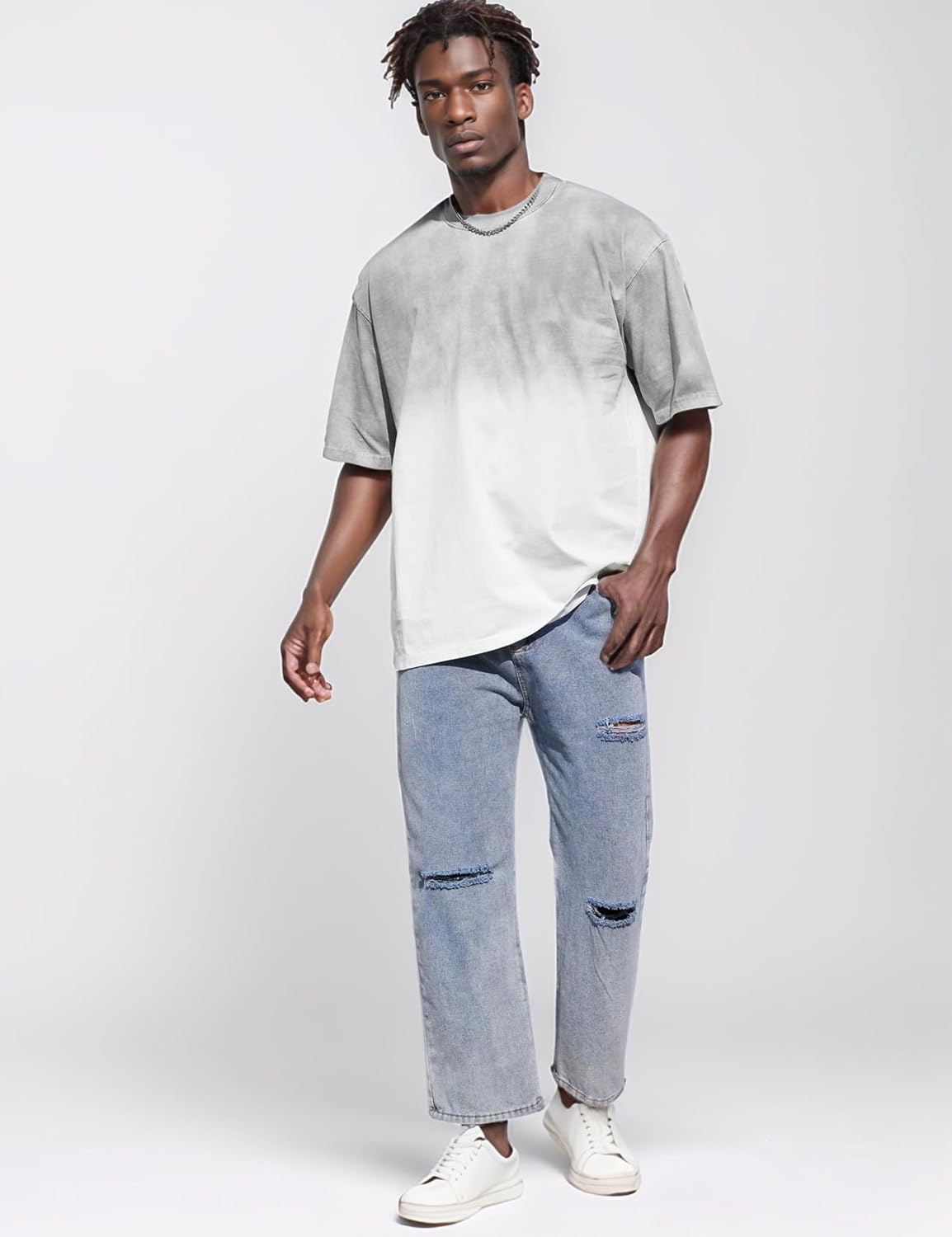 Arssm Mens Oversized Washed T Shirts Gradient Vintage Loose Fit Short Sleeve Baggy Shirts Pump Covers Gym Unisex Tops - Image 2