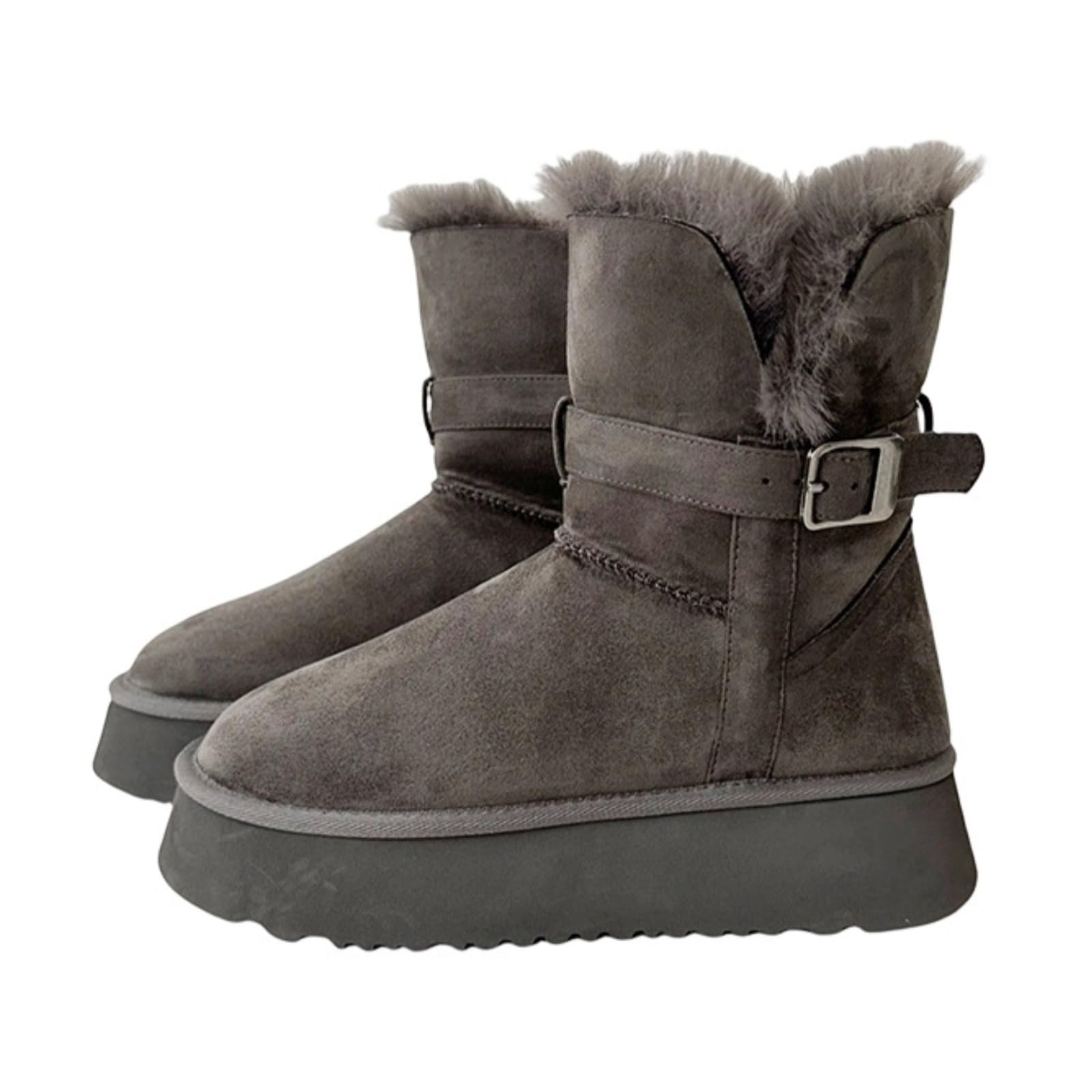 Womens Girls Fuzzy Boots Mid Calf Snow Shoes Plush Warm Winter Minimalist Aesthetic Versatile Stuff for Gift