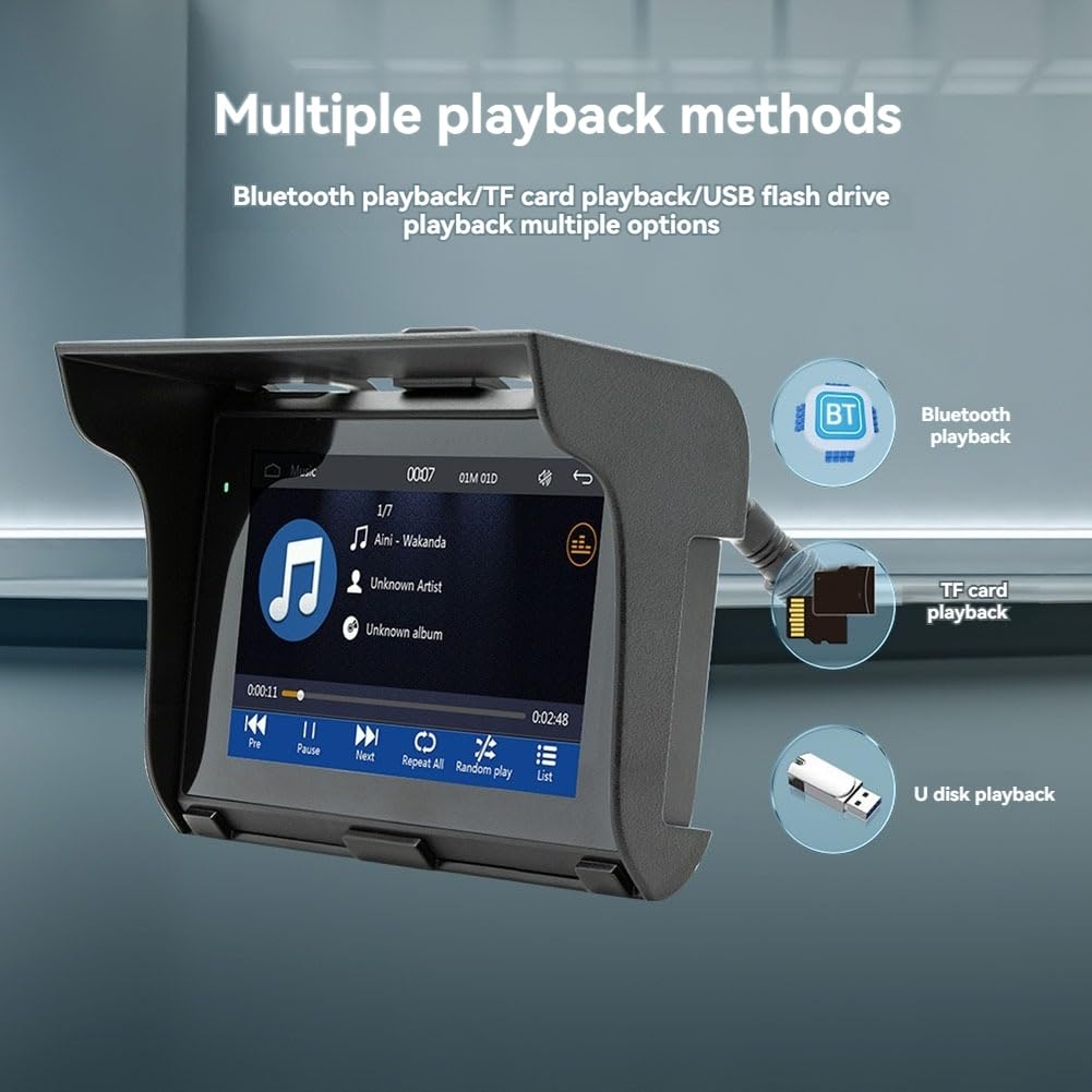 Reproductor MP5 de 5 Pulgadas, Navegador GPS Portátil para Motocicleta, Carplay Inalámbrico, IP65, Reproductor Multimedia Bluetooth A Prueba de Agua, Carplay