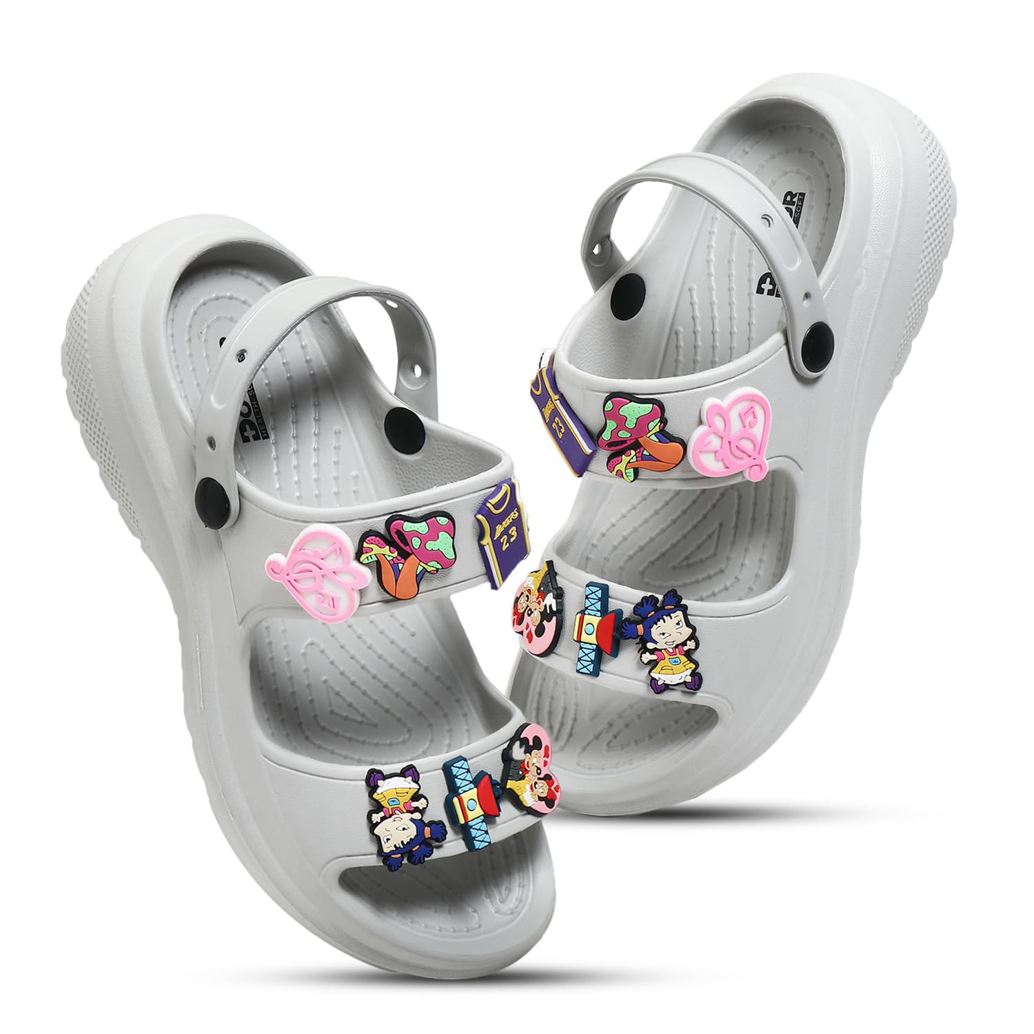 DOCTOR HEALTH SUPER SOFT L.Grey Double Strap Clog Sandals for Women | Cushioned Footwear | Lightweight | Waterproof Sandals for Women (B0DHH3FX6K) Amazon Price History, Amazon Price Tracker