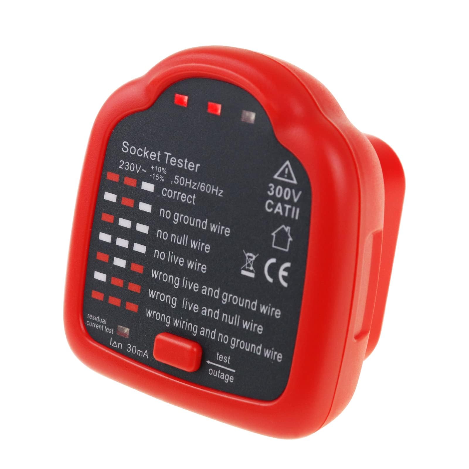 Excefore Socket Tester,Voltage Power line Indicator and Receptacle Tester with Ground Fault Circuit Interrupter (GFCI),Examination Detects Common Wiring Problems No Battery Required Electrical Tool