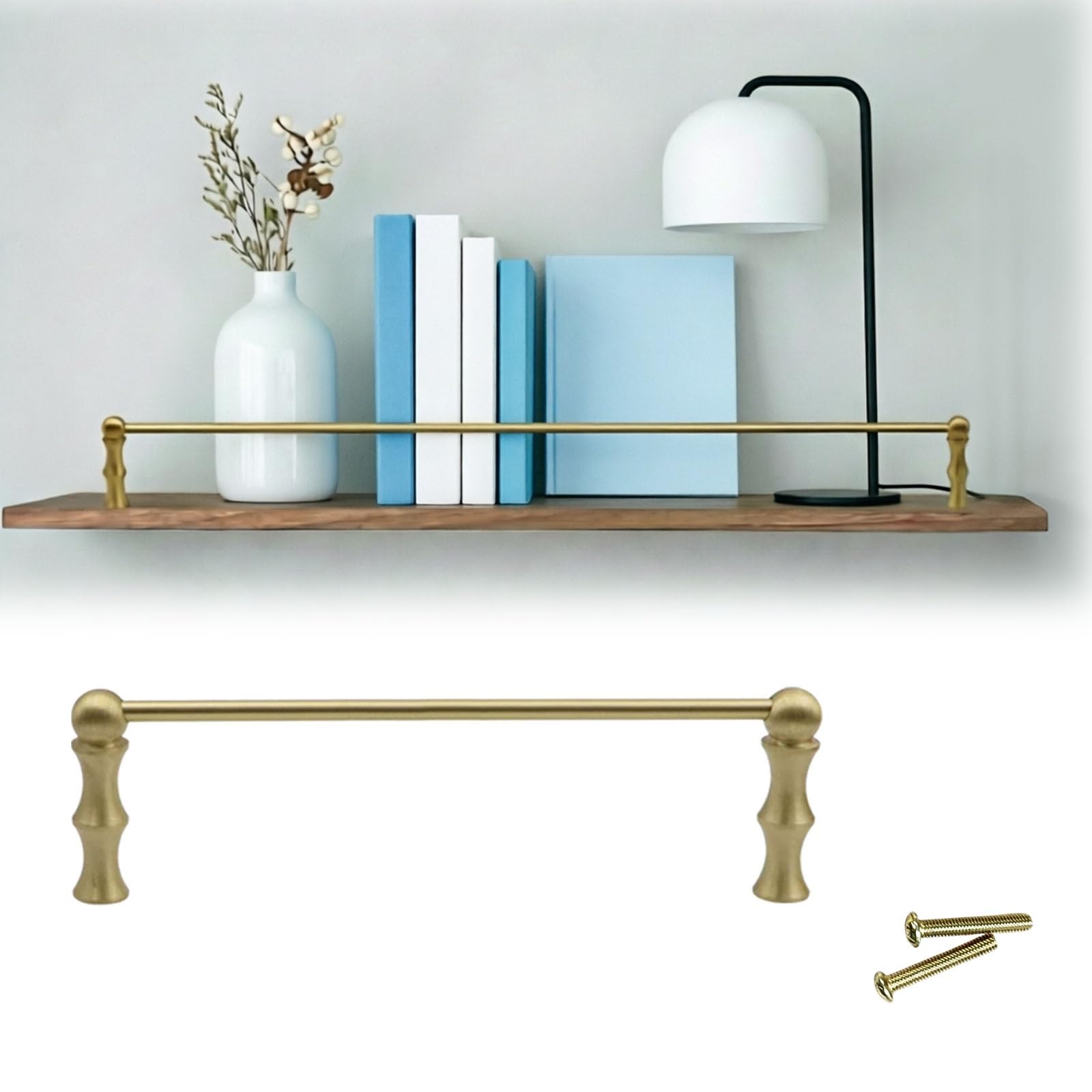 Shelf Plate Rail with Spindles, Picture Frames/Books/Small Plants Solid Metal Tipping Railing, Anti-Fall Guardrail Bar Vintage(1pc,47in/119cm)