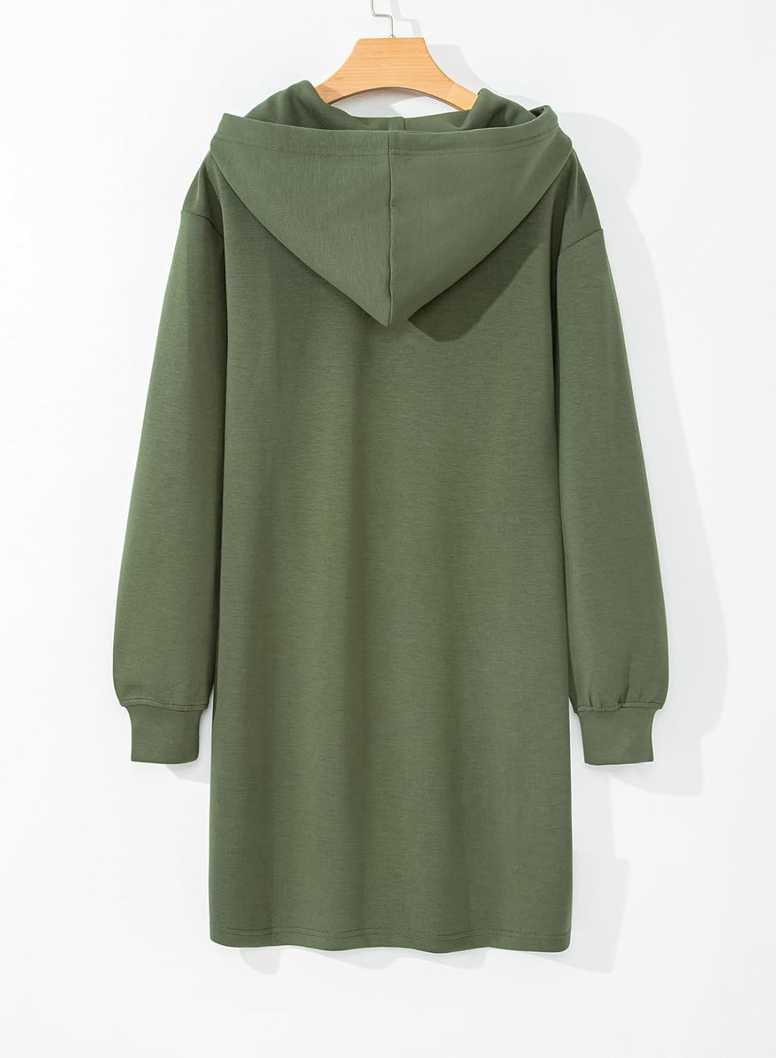 AlvaQ Womens Hoodie Dresses Fall Winter 2025 Casual Long Sleeve Drawstring Pleated Sweatshirt Pullover Tunic Mini Dress - Image 8