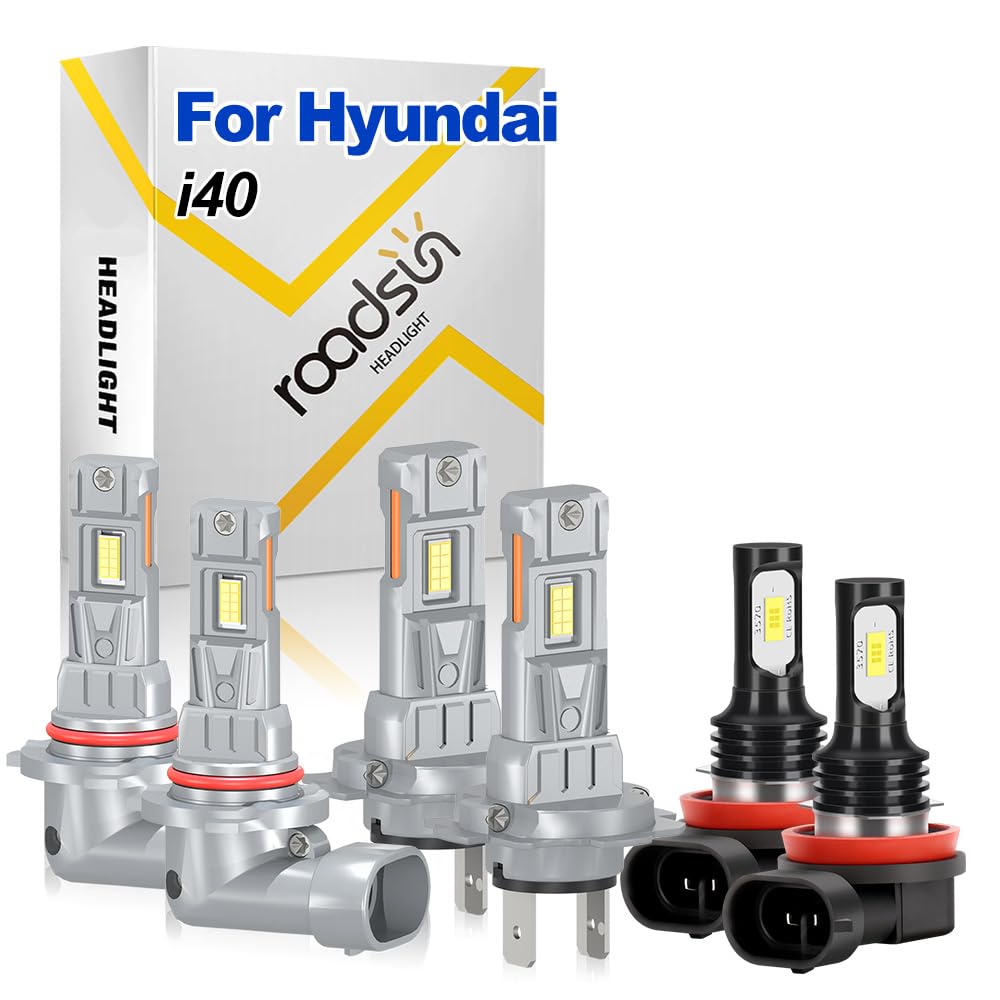 Kit de bombillas LED de fácil instalación, 20000LM, 6000K Blanco, 9012/H7 Luz de carretera y luz de cruce, H11 Luz Antiniebla, 8 veces más brillante que halógenos, For Hyundai i40 2014-2023