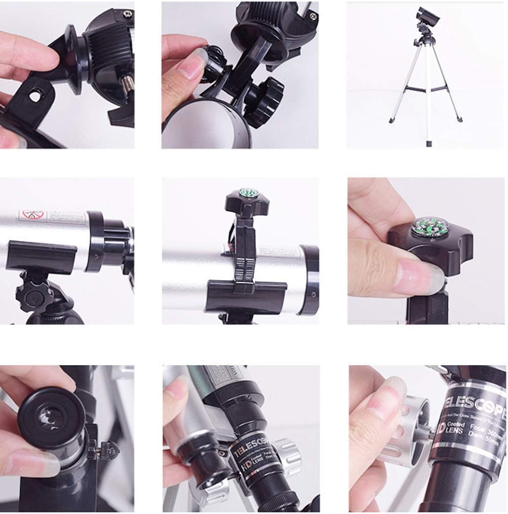 Portable Refractor Telescope 50mm Aperture 360mm Kids & Adults Mount Astronomical Refracting Telescope Fully-Coated Glass Optics