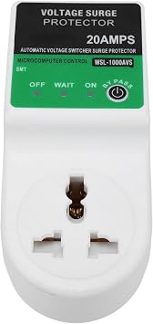20A Voltage Protector Outlet with Over/Under Voltage Protection, 3-Prong Socket for Home Appliances, Automatic Power Cutoff Safety Device for Refrigerator AC TV Computer (GB Plug)