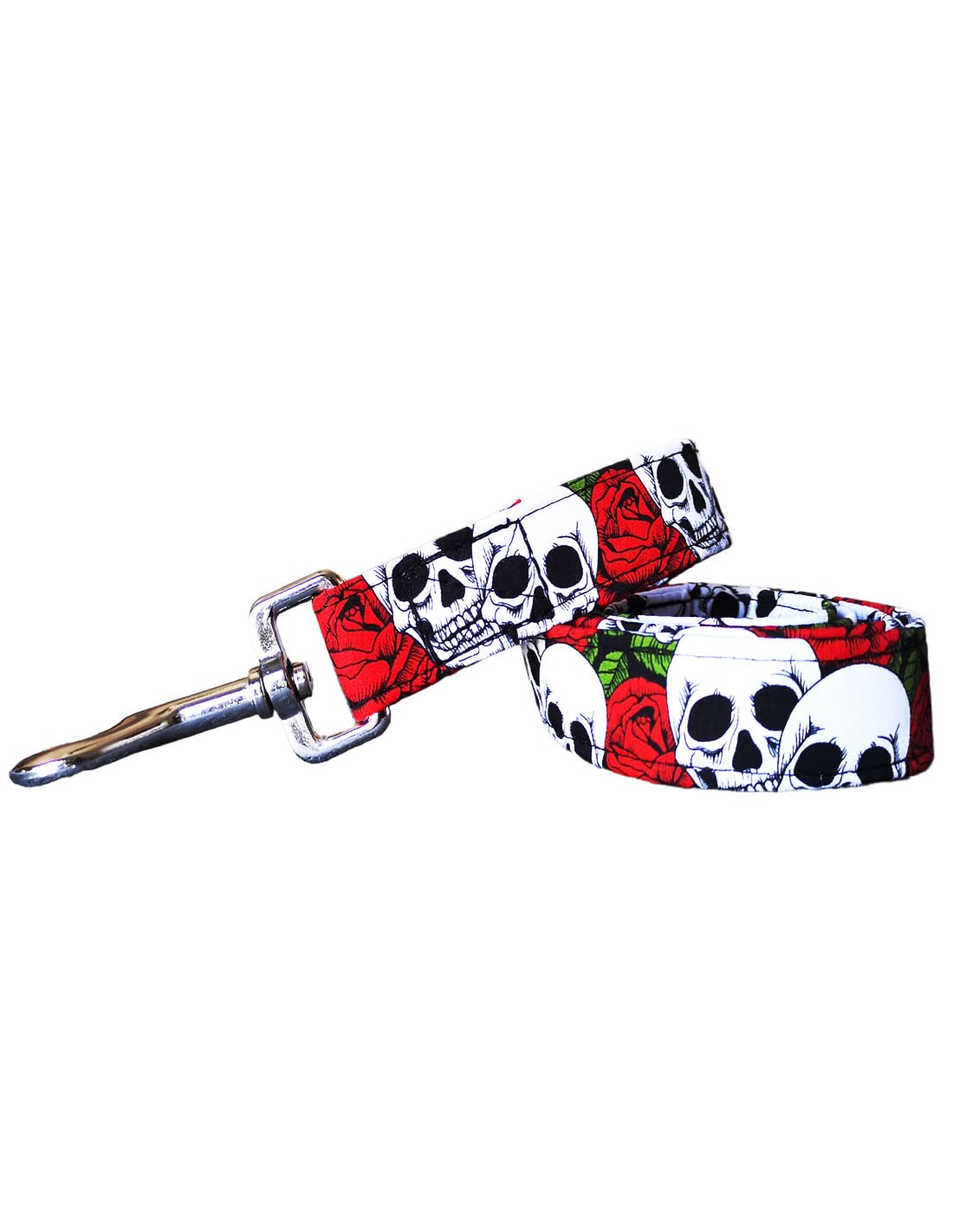 Collar Martingale/Correa/Cinturon Seguridad CALAVERA RED para Perro Galgo Greyhound - Hecho a Mano en España
