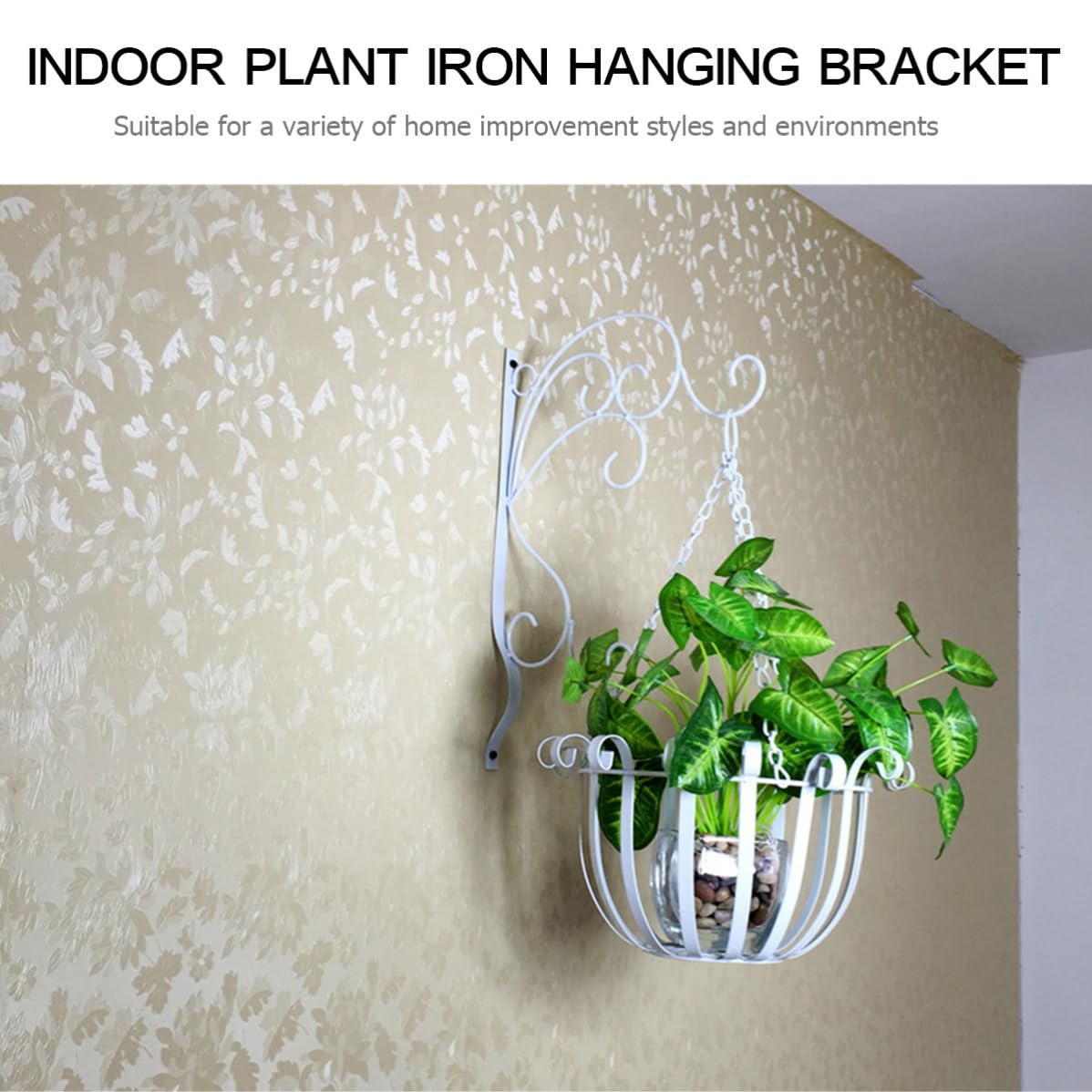 Gatuida Soporte Colgante Estantería Hierro para Cadena Macetas Blanco Limpiar Fácil de Instalar para Plantas y Adecuado para Ventanas y Cocina