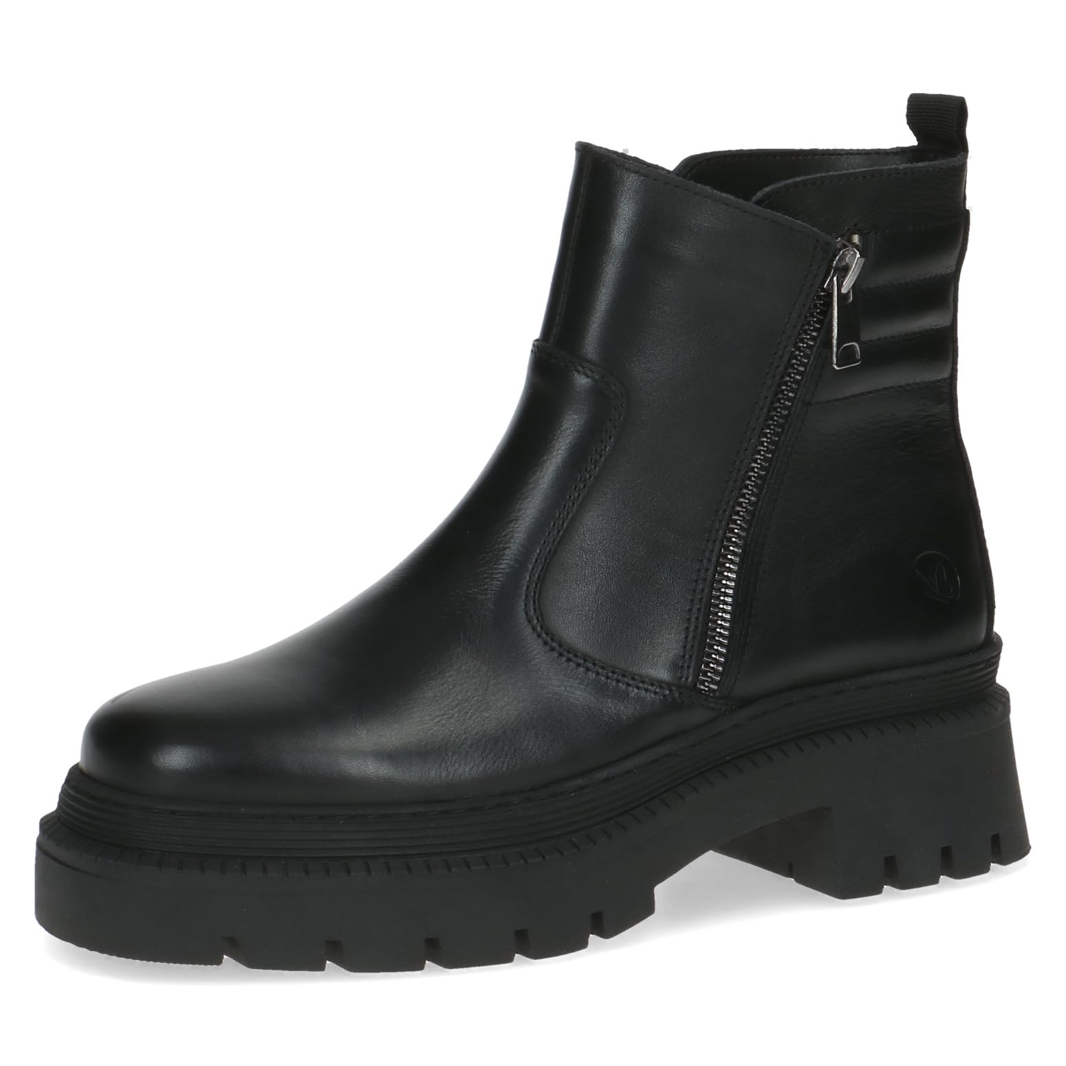 CAPRICE Women's ankle boots without heel Memotion made of leather Platform Width G, Black (Black Nappa), 3.5 UK
