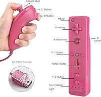 Vista 2 de Motion Plus Wii Controllers 2Packs with Nunchucks, Wii Remote Controllers Compatible for wii and Wii U with Built in Motion Plus 2 Pinks