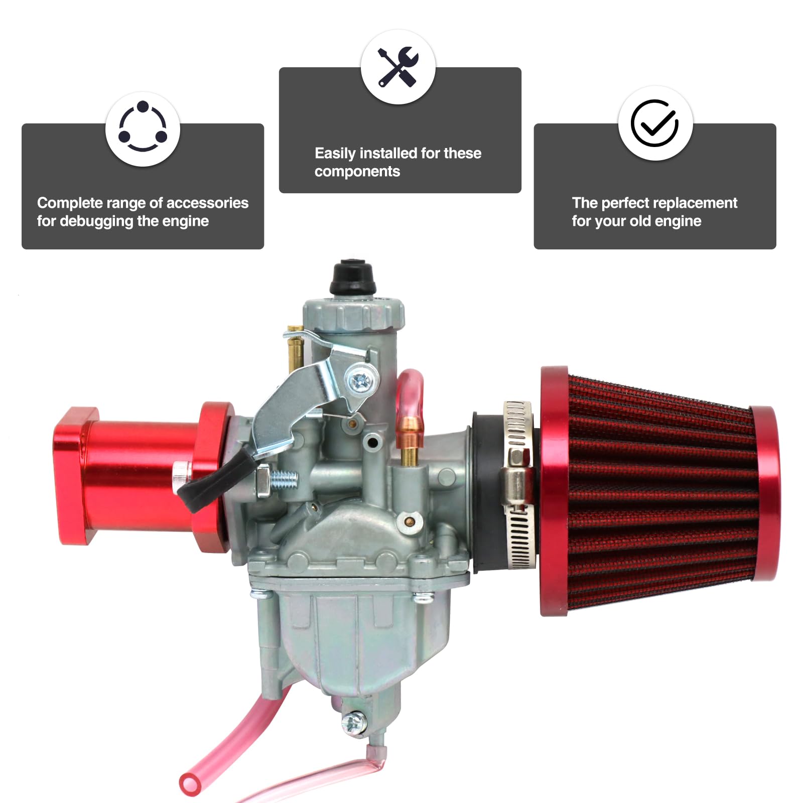 Zestaw gaźnika VM22 26 mm dla Mikuni Performance Predator 212cc GX160 GX200 CT200U 196cc KT196 Pit Dirt Bike Mini Bike z filtrem powietrza 38 mm, kolektorem dolotowym, śrubą regulacji obrotów na biegu