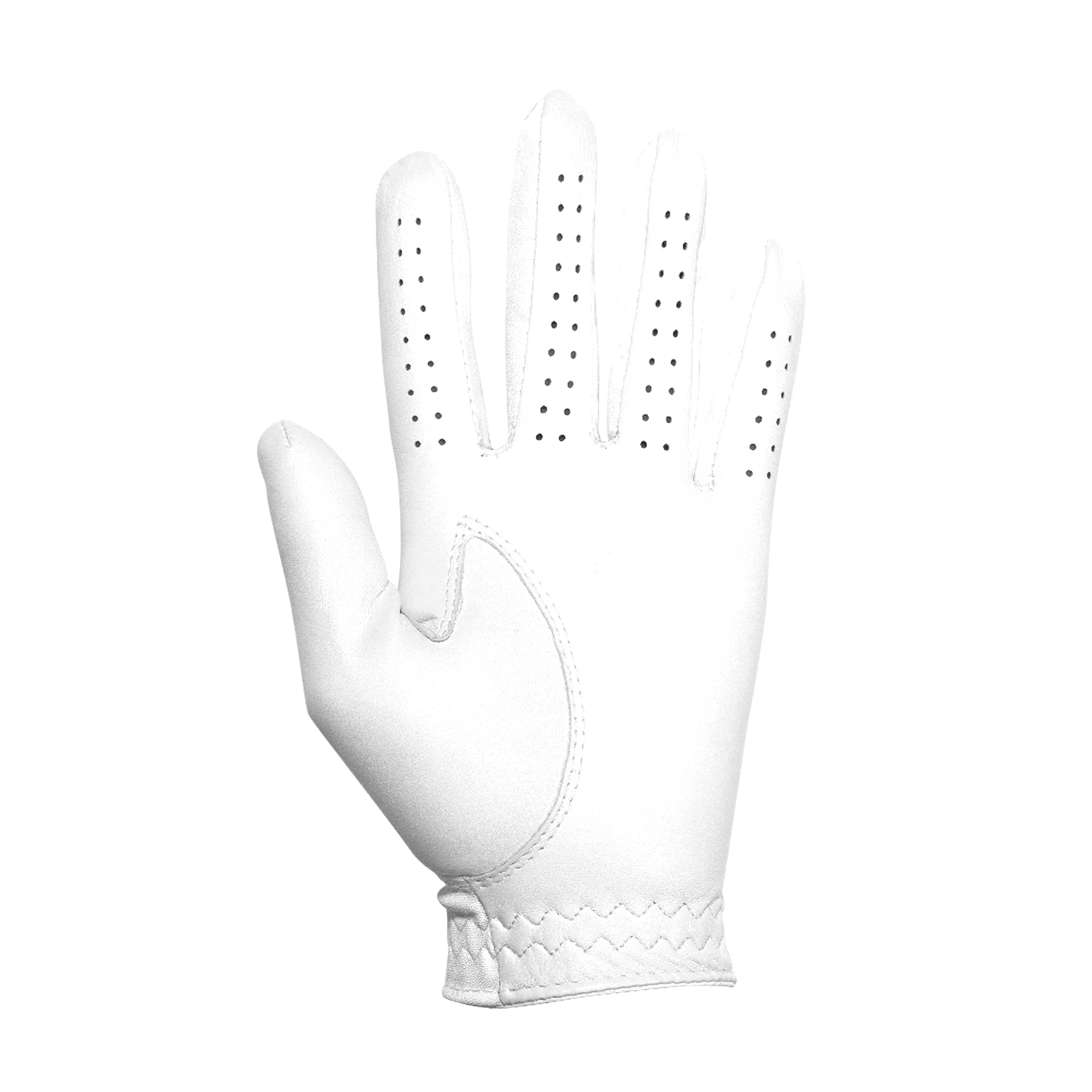 FootJoy SofJoy Golfhandschuh für Damen, weiß, Größe M/L, auf der linken Hand getragen
