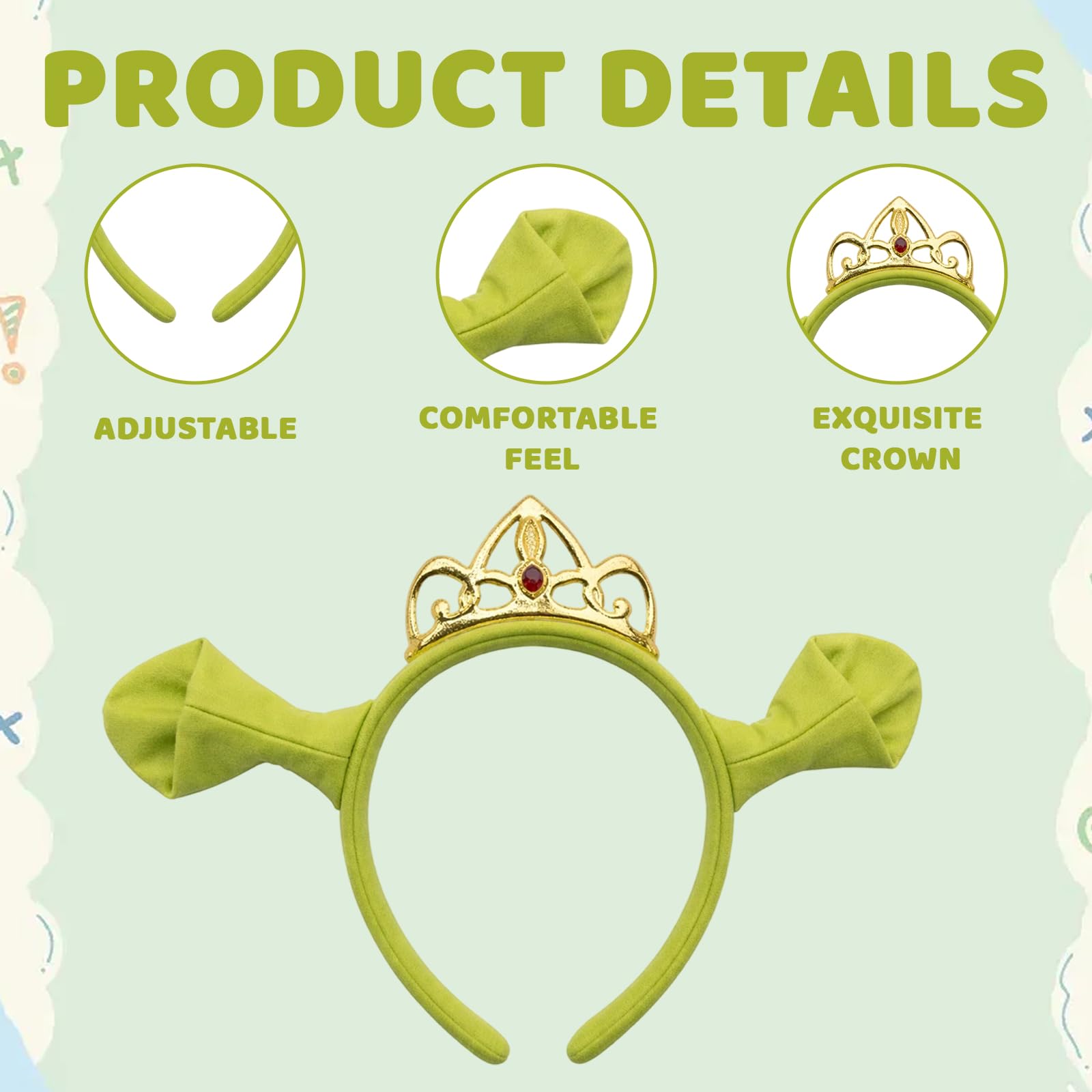 QyueQyat Shrek Costume Crown, Character Headpiece for Cosplay Events Themed Parties and Halloween Celebrations - Image 3