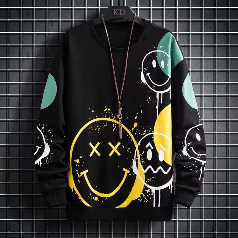 Sweatshirt imprimé smiley le pull décontracté pour homme branché