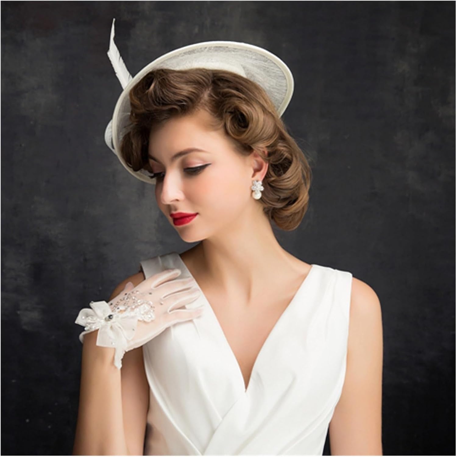 Sinamay Sinamay Hat,with Feathers for Kentucky Derby Church Wedding Party Hats(Red)