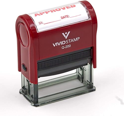 Miniatura 2 de Sello de goma de oficina autoentintado con línea de fecha aprobado (rojo) - mediano