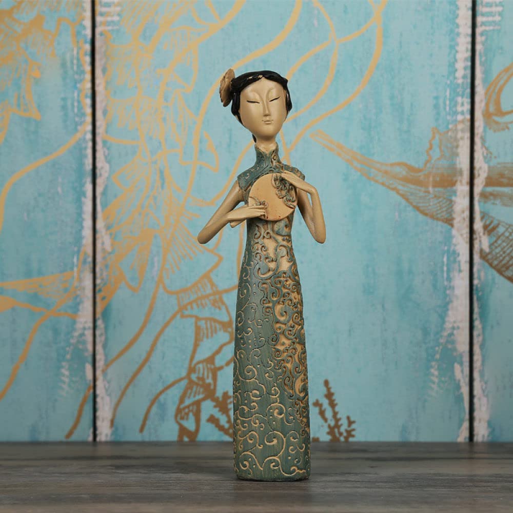Cadeaux d'affaires style chinois statue en résine de cheongsam classique