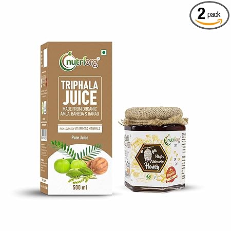 Nutriorg Triphala Juice & High Altitude Honey 250g (Combo Of 2) | Digestive Care | Natural Sweetener