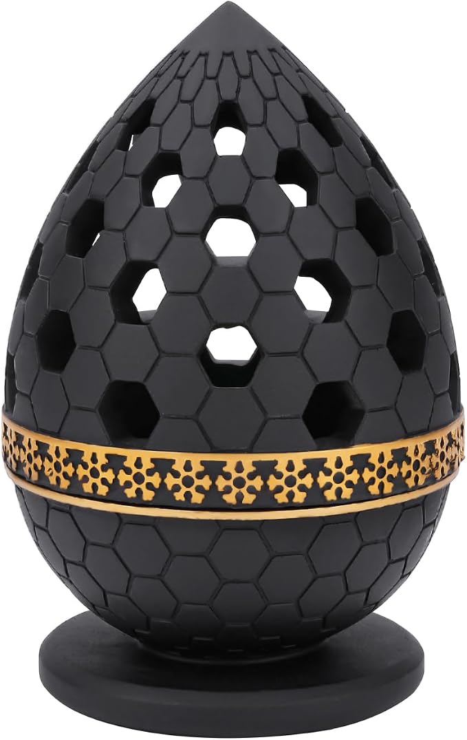 TERSCHELLING Charcoal Incense Burner, Bakhoor Burner, Oud Frankincense Resin Incense Burner for Yoga, Spa and Aromatherapy, Office & Home Decor (Black)