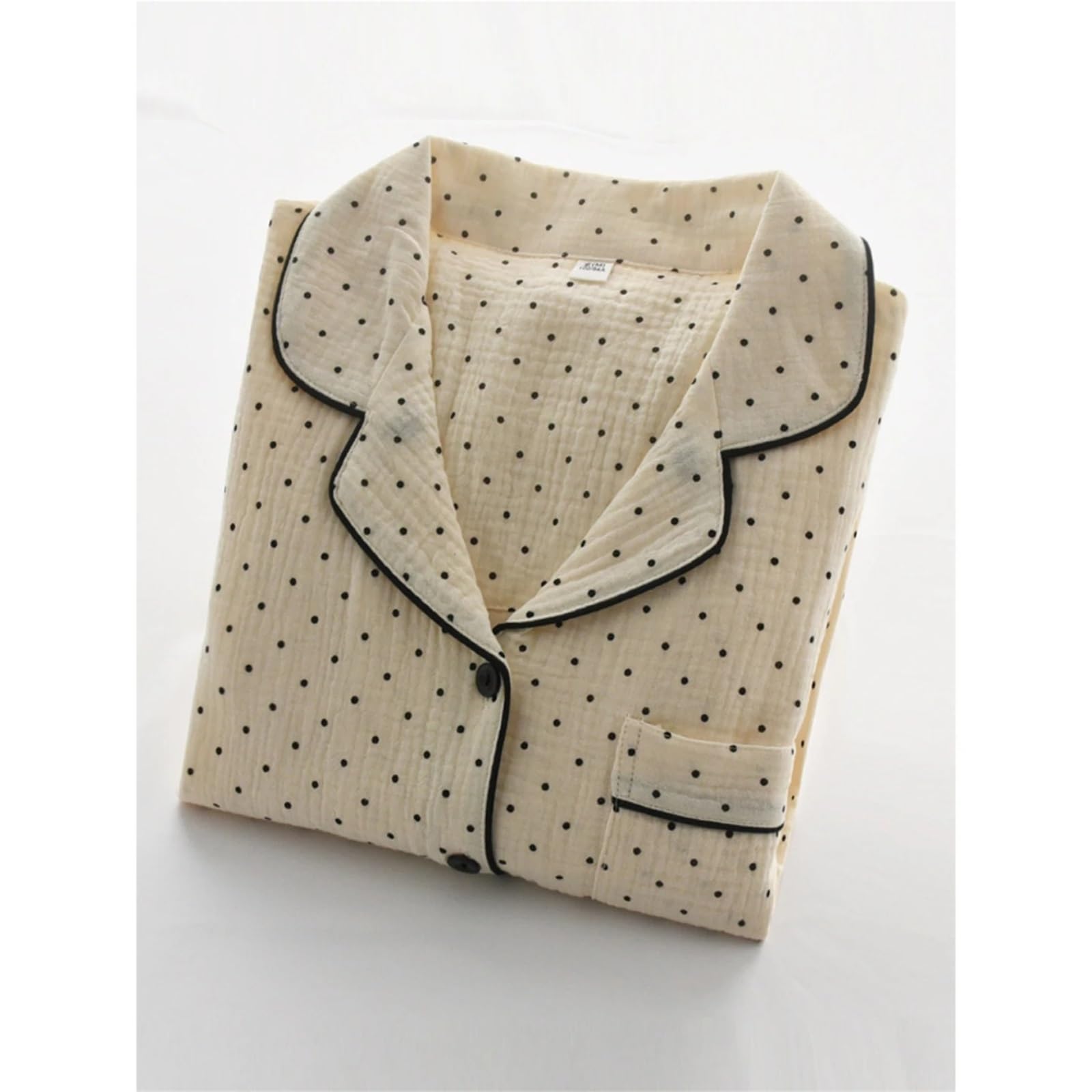 1 Juego de Pijamas Lunares algodón Doble Capa Gasa Suave Manga Larga y Pantalones Ropa Dormir for Primavera Verano para Descanso en casa