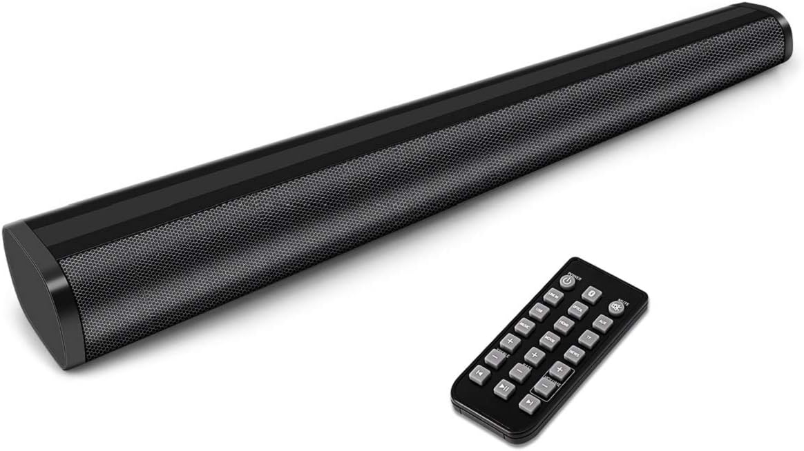 GRC Sound Bar, 31.5-Inch 2.0 Channel Home Audio Sound Bar Built-in Two Subwoofer, Wireless & Wired Bluetooth 5.0 Audio Speakers for TV, Optical/Aux/Line in/RCA/USB/SD Connection, Remote Control