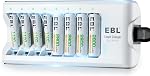 EBL Mise à jour 8 Chargeur de batterie à fente avec 4 AA 4 AAA Batteries, charge individuelle intelligente pour Ni-MH Ni-CD, 1.2V DC Produit