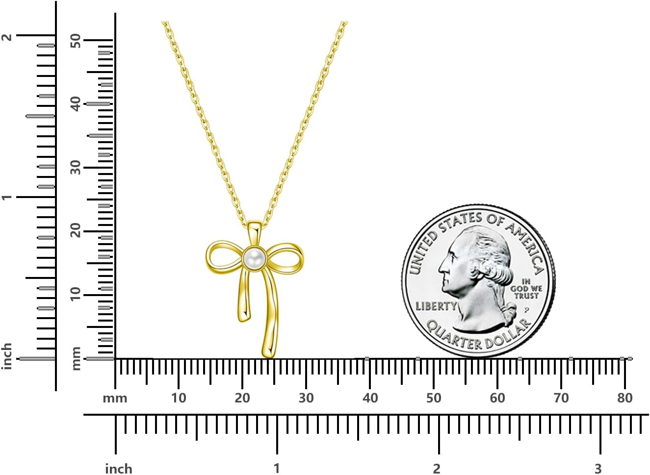 Rnivida 925 Sterling Silver Bow Ribbon Pendant Necklace for Women, 18" Chain - Image 3