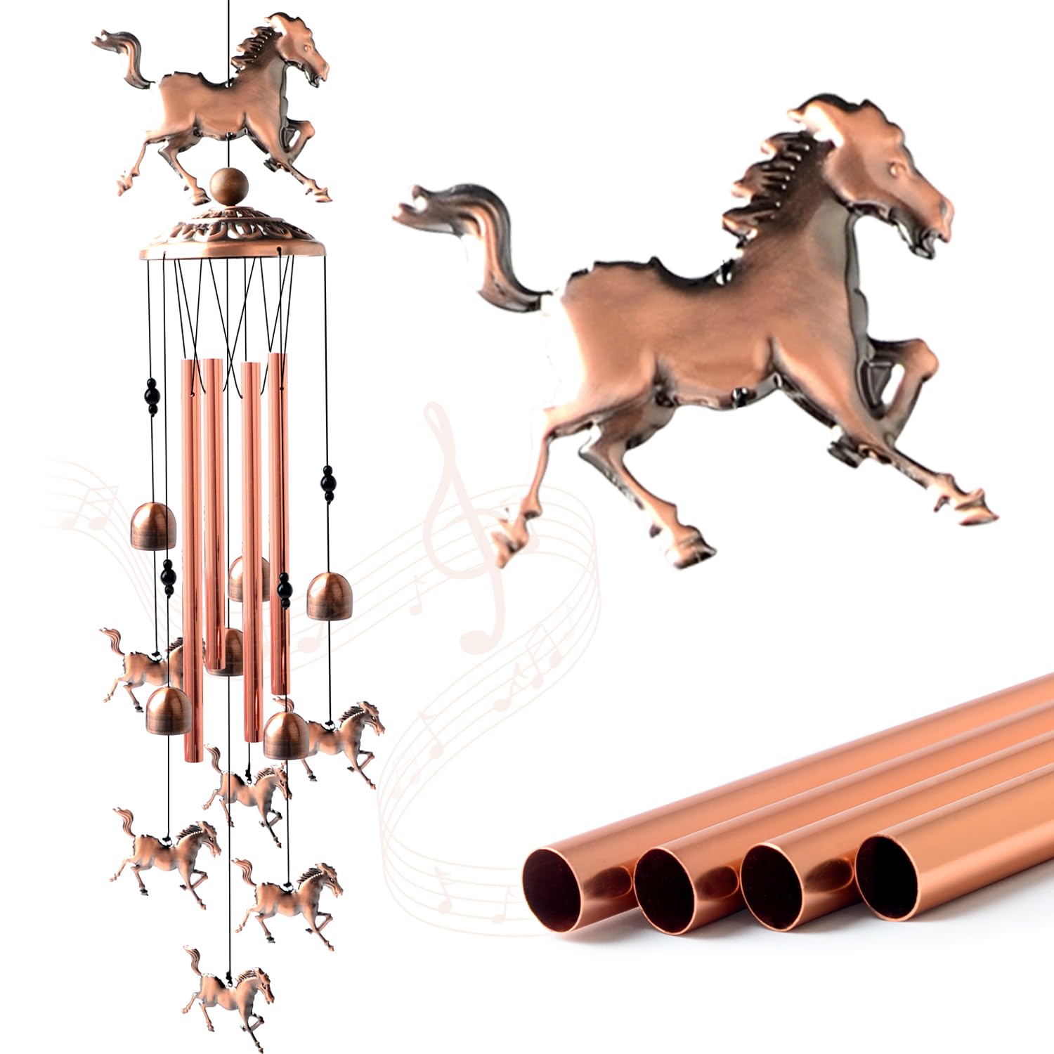 Horse Wind Chimes Outdoor, for Women,Horse Lover Birthday Gifts for Men/Mom/Grandma Metal WindChimes Outside/Indoors, Lawn, Patio, Garden Decor, Yard