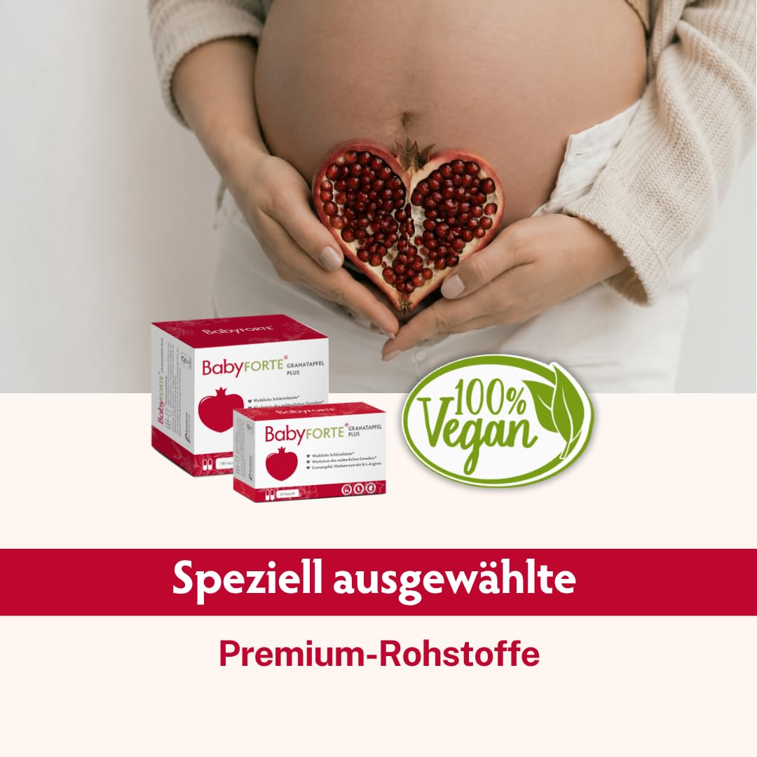 BabyFORTE Granatapfel Plus | vegan | für Schleimhäute | Granatapfel Extrakt & Himbeer | 180 Kapseln
