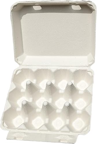 Cajas de huevos blancos vintage, estilo clásico de 3 x 4 con capacidad para 12 huevos grandes, diseño resistente hecho de cartón reciclado (25)
