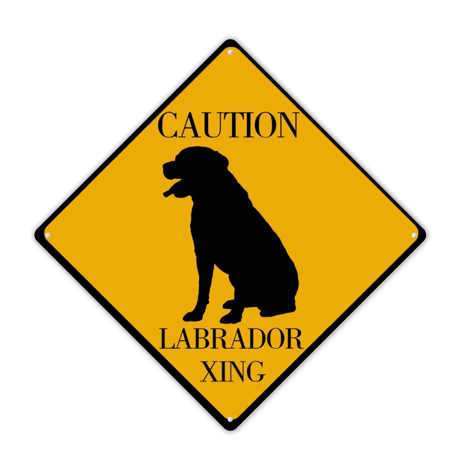 Labrador Crossing Schild, Aluminium, Schwarz Auf Orange – Lustiges Warnschild Für Garten, Tür, Wand