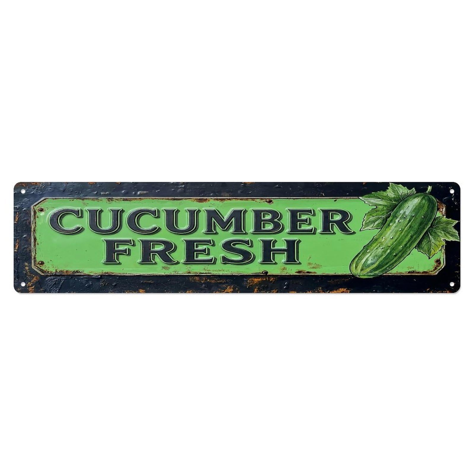 Vintage Cucumber Fresh Crisp Farmhouse Metal Tin Sign