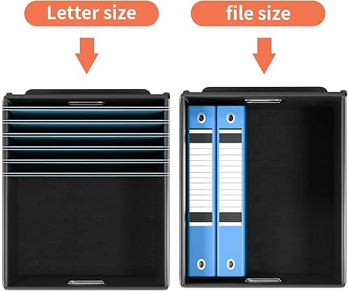 Miniatura 3 de Huolewa Caja organizadora de archivos portátil mejorada con tapa, caja de almacenamiento grande de lino para colgar documentos de oficina con tapa,