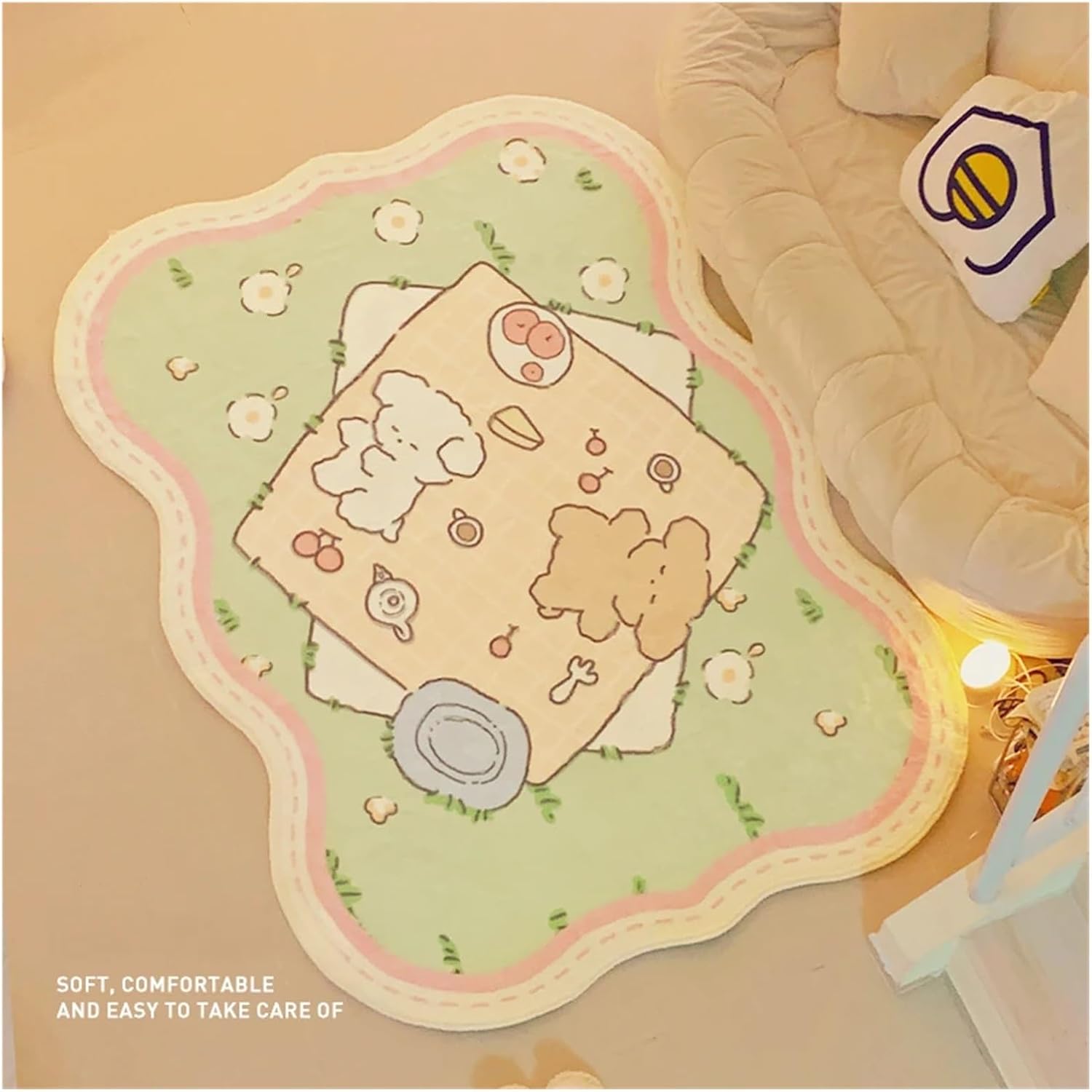 Cute Cartoon Area Rug for Girls' Room - Soft and Comfortable Bedroom Carpet for Living Room Decoration(PW345-YD,300x400cm)