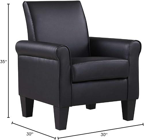 Miniatura 3 de Silla decorativa moderna Lohoms de cuero sintético, sillas tapizadas de salón cómodas, sofá individual para dormitorio, sala de espera - Negro Negro