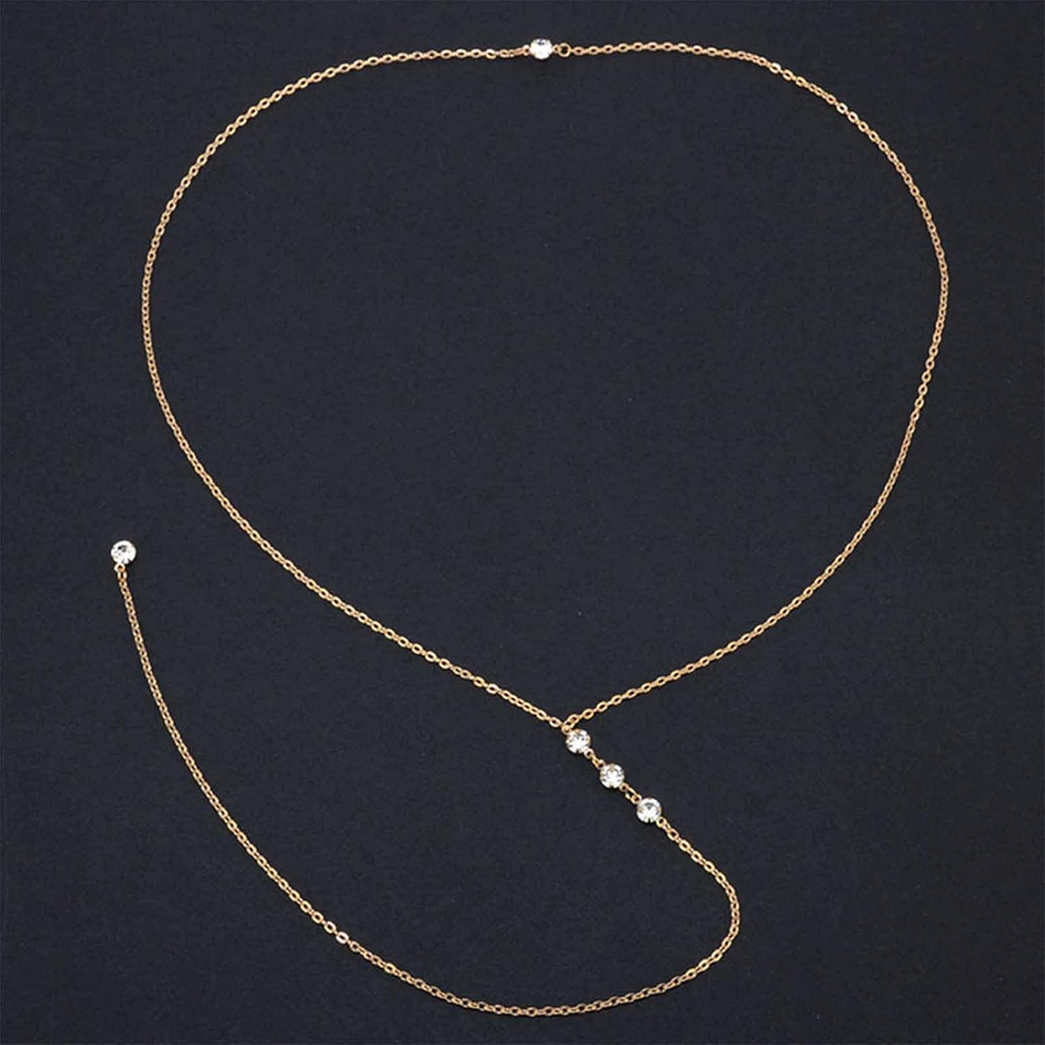 Wedding Crystal Backdrop Necklace Gold CZ Y Lariat Necklace Chain Long Rhinestone Y Necklace Bridal Back Necklace Body Jewelry for Women - Image 3