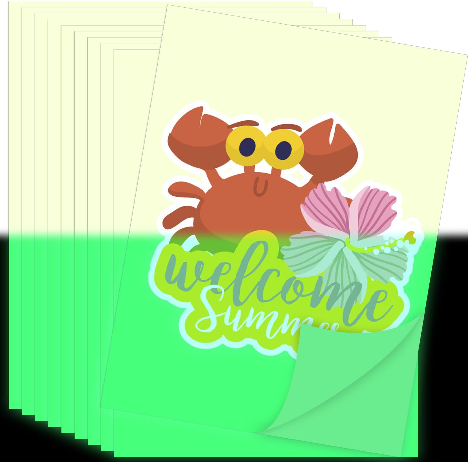 GIRAFVINYL Glow in the Dark Printable Sticker Paper for Inkjet Printer - White Self-Adhesive Vinyl Sheets - Waterproof Decal Paper - 10 Sheets, 8.5"x11"