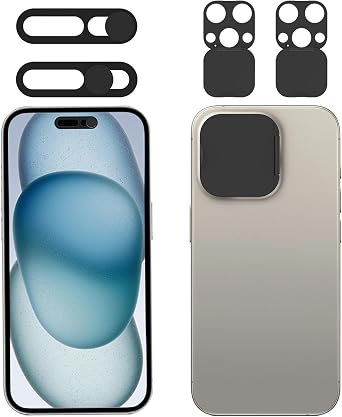 Privacy Cover Compatible for 15 Pro/iPhone 15 Pro Max with Front Camera Cover,Protect Privacy and Security But Not Affect Facial Recognition2Pack