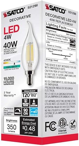 Miniatura 8 de Satco S21298 4CA10LED940CL120VE12-paquete de 6