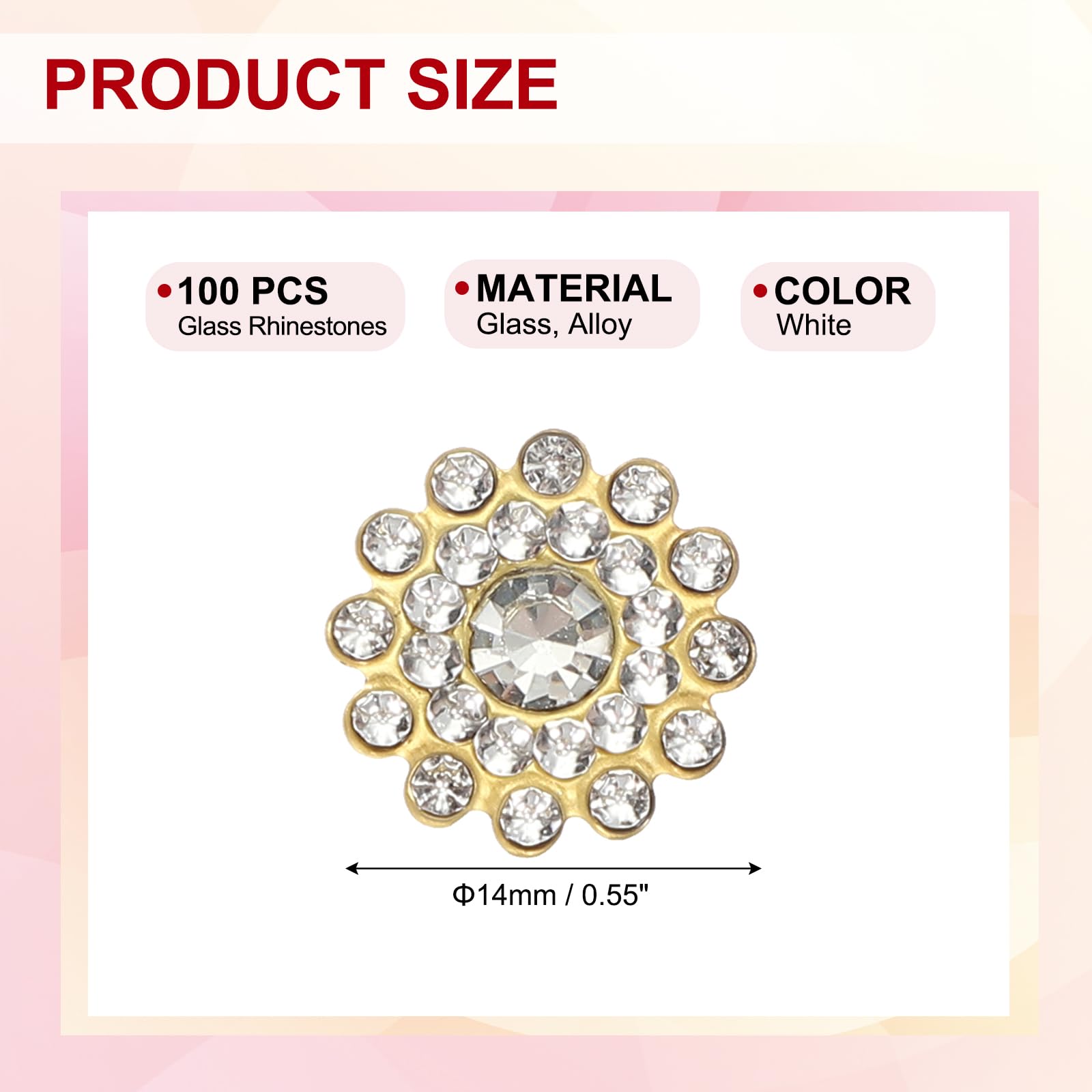 PATIKIL 100 Pcs Sew on Rhinestones Crystals 14mm - Image 2