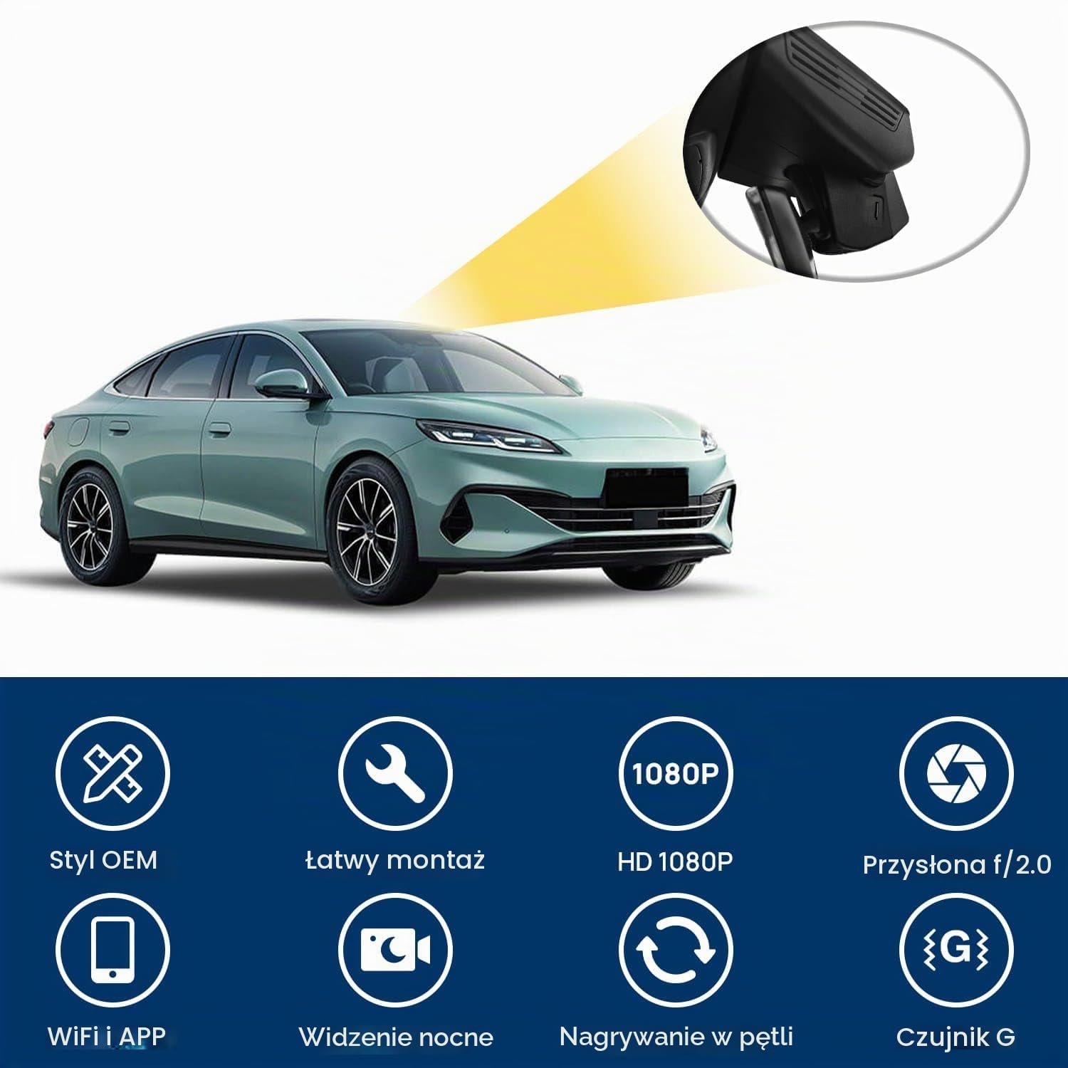 1080P WiFi Kamera samochodowa dla BYD Seal 06 2024, zasilanie OBD, styl OEM, nagrywanie w pętli, kamera przednia, karta 64 GB, samochodowy rejestrator DVR