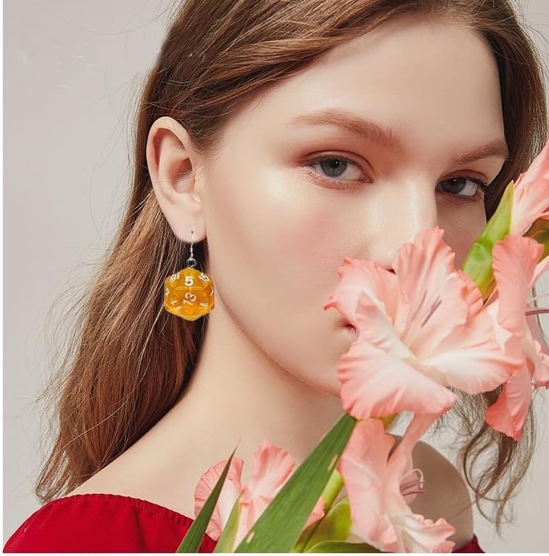 ONLYJUMP 3D Dice Earrings for Women 20-Sides Die Dice Earrings Dice Geometric Dangle Drop Weird Earring Creative Funny Halloween Costume Jewelry Gift image 2