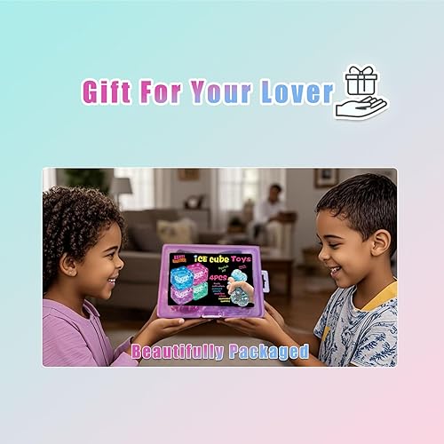 Miniatura 5 de Pelotas de hielo con copos de nieve en el interior, paquete de 4 (azul, verde, rosa, morado) - Juguetes sensoriales antiestrés para apretar y