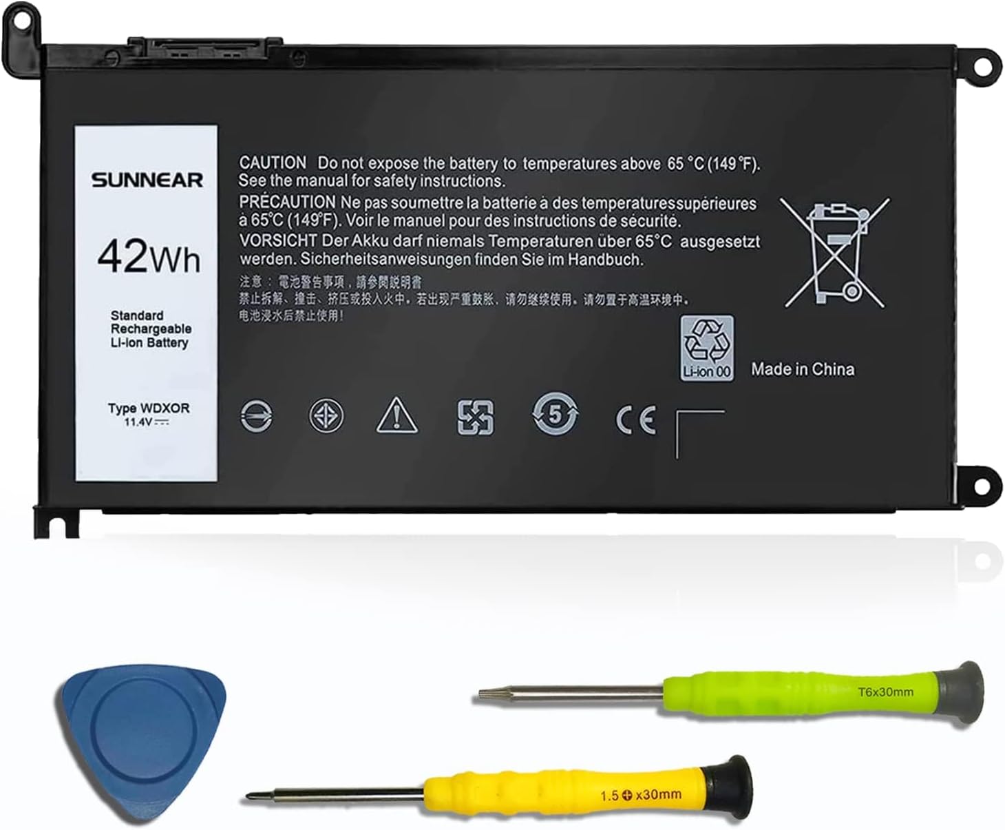 WDX0R WDXOR Laptop Battery for Dell Inspiron 13 5368 5378 5379 7368 7378 14 5468 7472 15 3585 5565 5567 5570 5578 7573 7580 7569 7570 17 5767 5770 3781 Latitude 3480 3580 3189 3379 P66F P58F P32E P35E