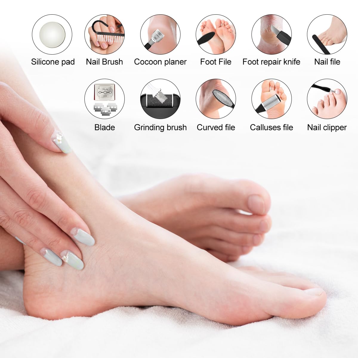 Pedicure Elettrico,Rimuovi Calli Piedi Elettrico,Pedicure Piedi Rimozione,con 3 Velocità,3 Rulli Di Ricambio,IPX6 Impermeabile per Talloni Screpolati,Calli,Pelle Morta(Nero)